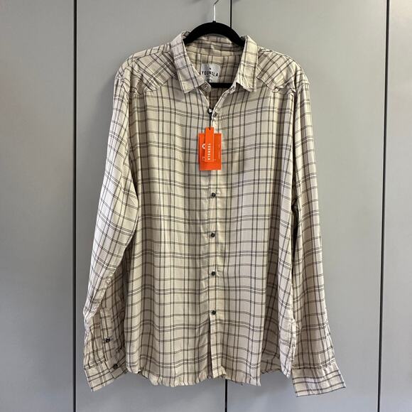 Men's YoungLA Pearl Snap, Viscose, Lightweight NWT XL WhiteCream - Picture 2 of 6